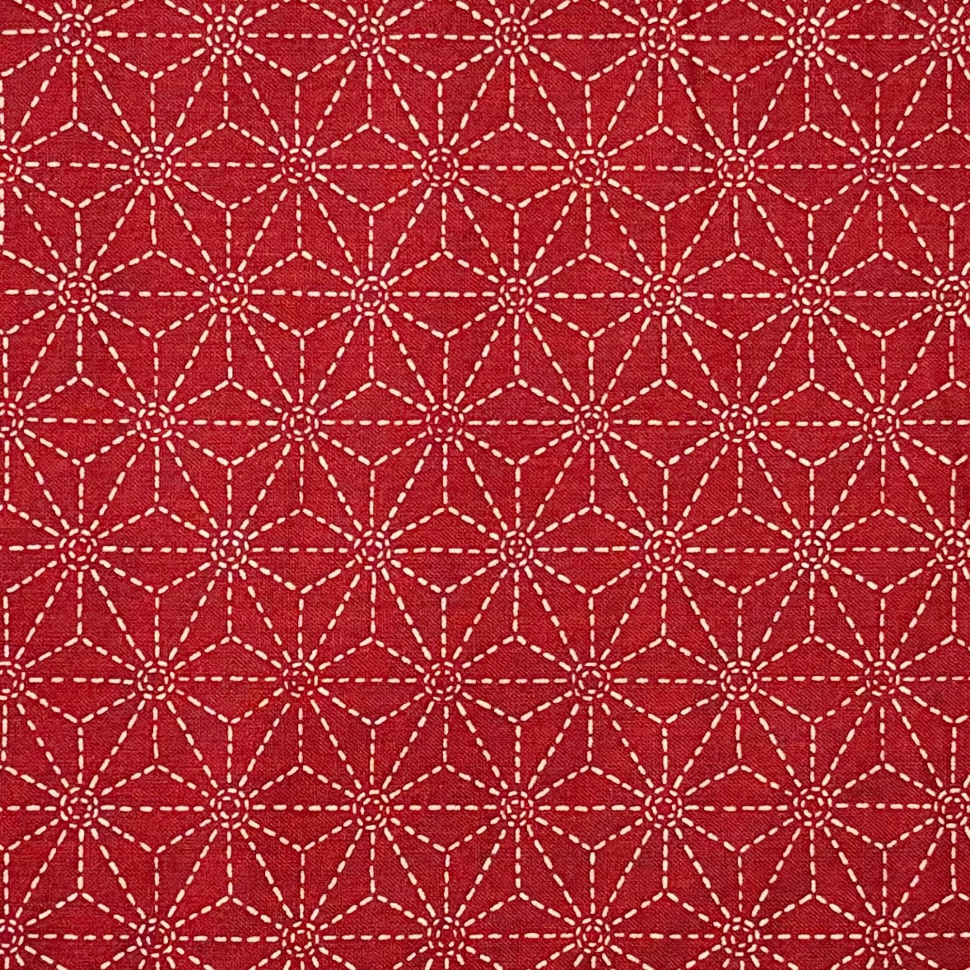 Broken Asanoha Red - Cotton Print Fabric - $30 Per Metre