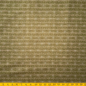 Large Broken Asanoha Green - Cotton Print Fabric - $32 Per Metre