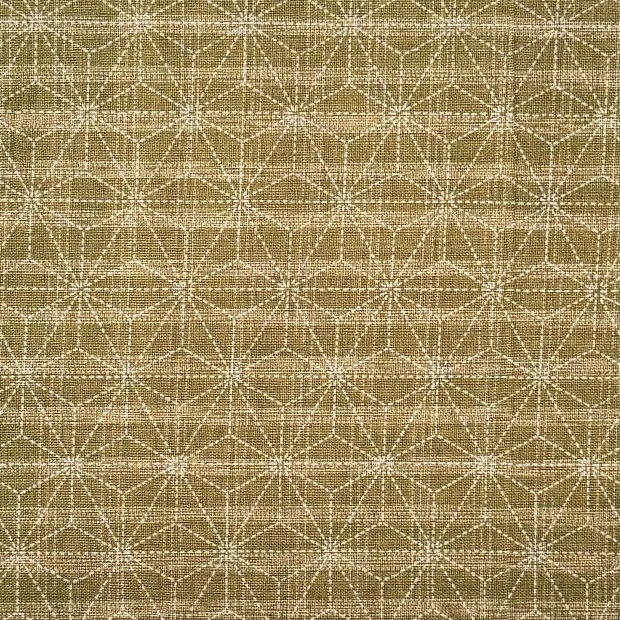 Large Broken Asanoha Green - Cotton Print Fabric - $32 Per Metre