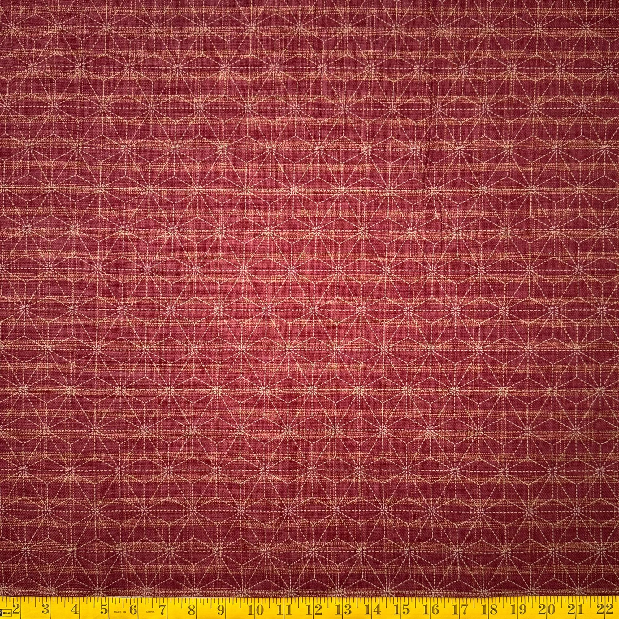 Large Broken Asanoha Red - Cotton Print Fabric - $32 Per Metre