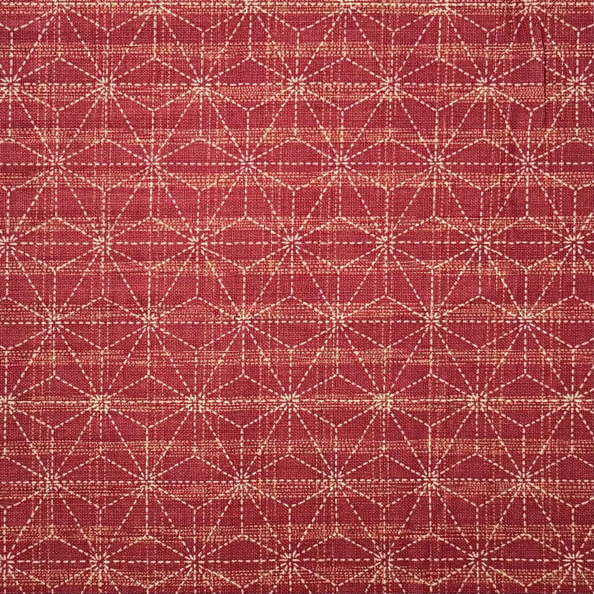 Large Broken Asanoha Red - Cotton Print Fabric - $32 Per Metre