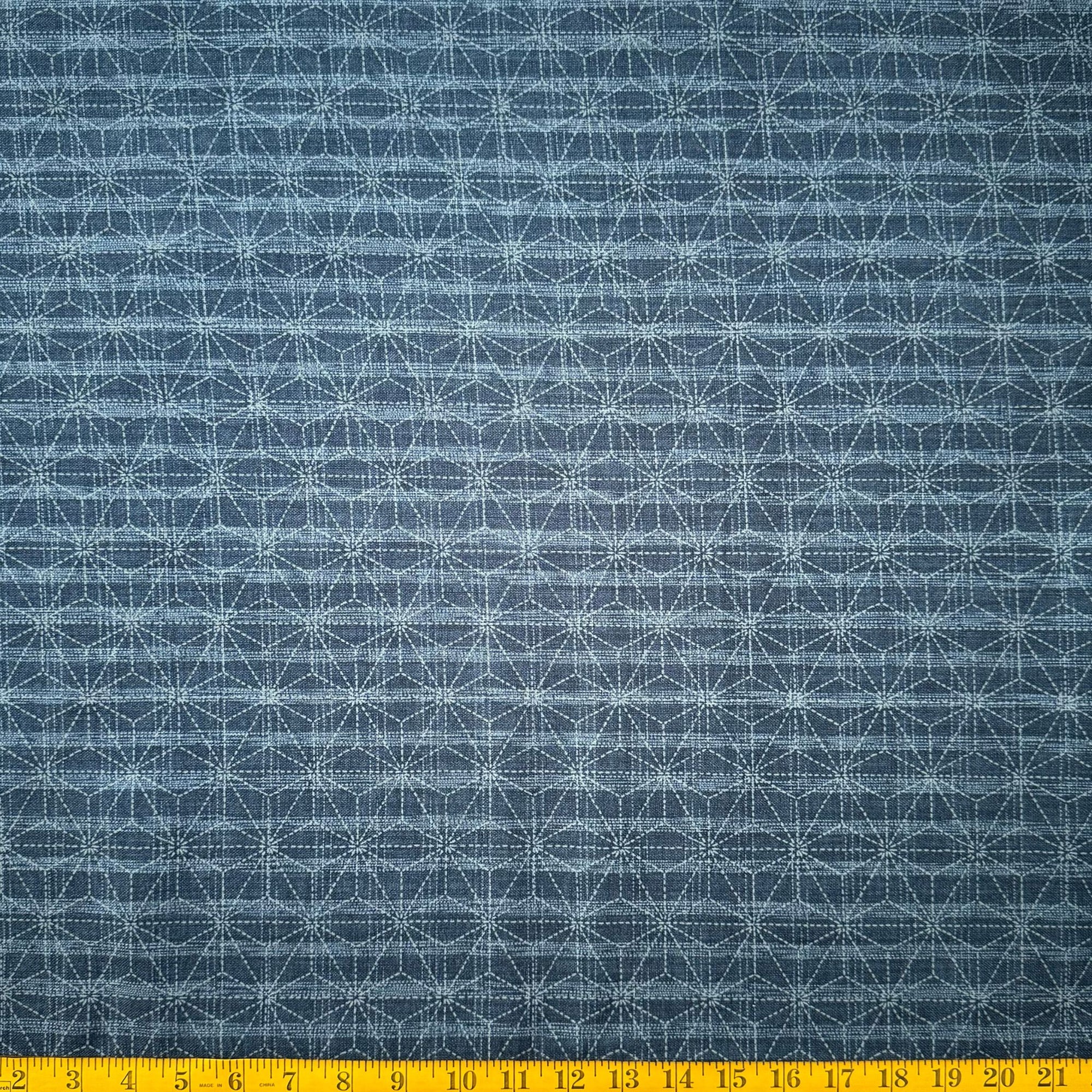 Large Broken Asanoha Denim - Cotton Print Fabric - $32 Per Metre