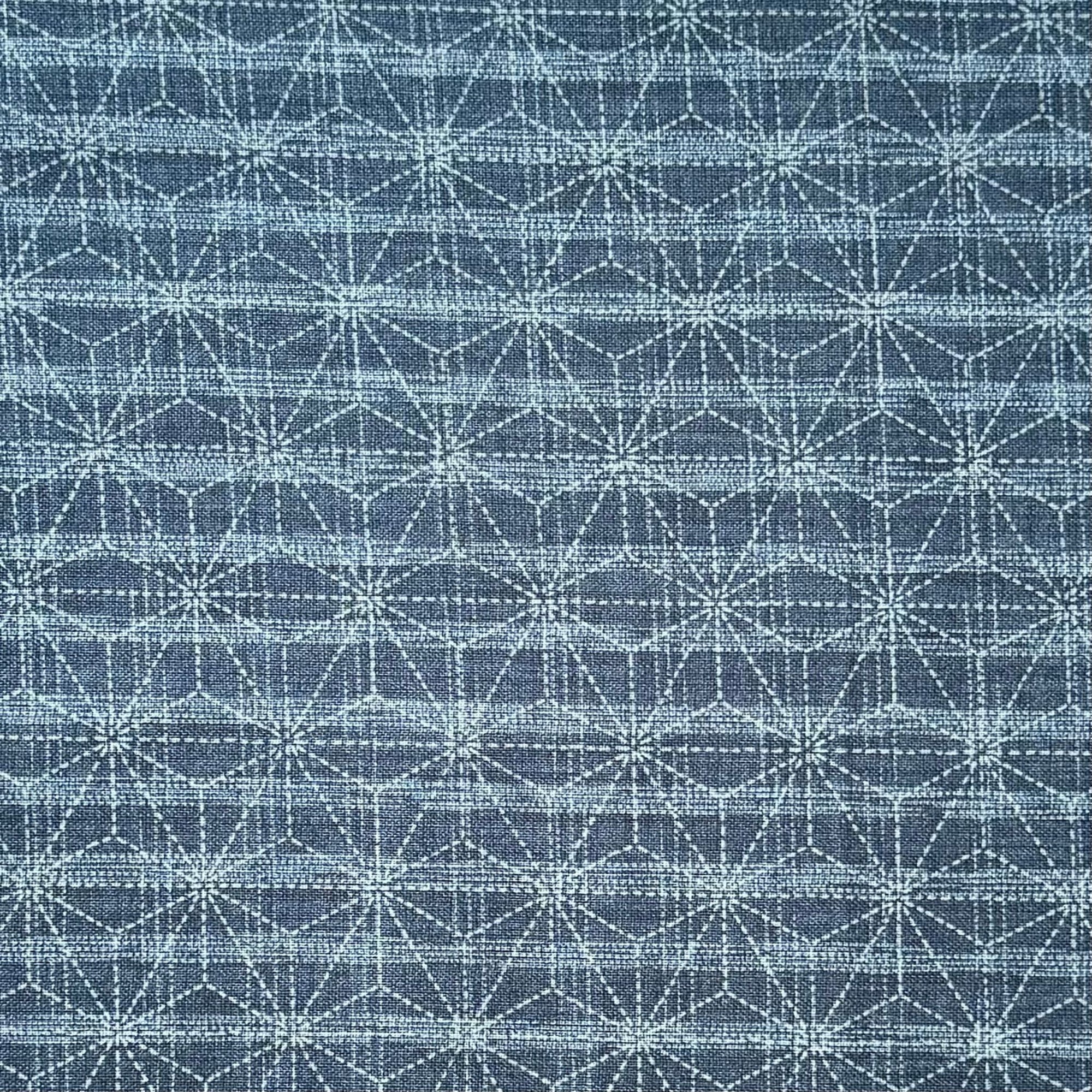 Large Broken Asanoha Denim - Cotton Print Fabric - $32 Per Metre