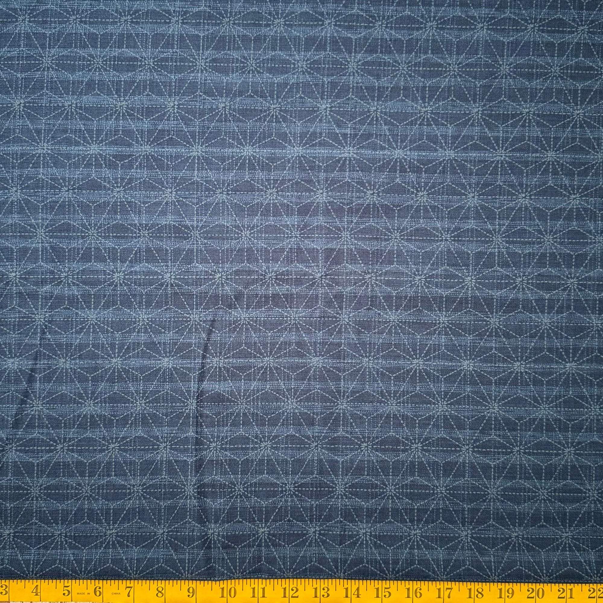 Large Broken Asanoha Indigo - Cotton Print Fabric - $32 Per Metre