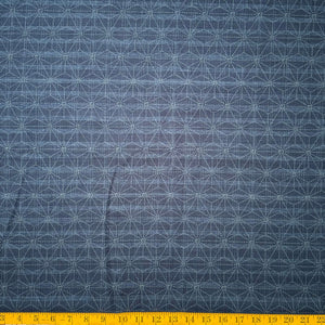 Large Broken Asanoha Indigo - Cotton Print Fabric - $32 Per Metre