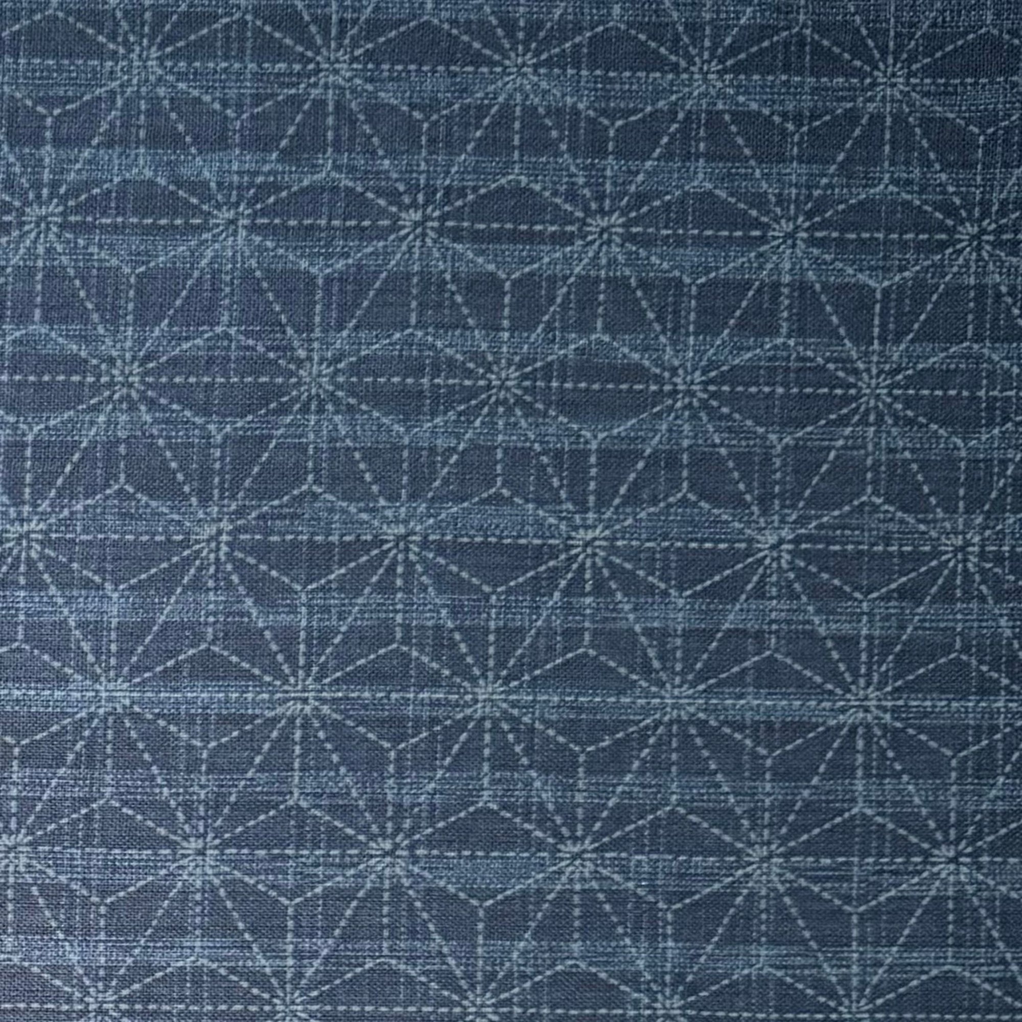 Large Broken Asanoha Indigo - Cotton Print Fabric - $32 Per Metre