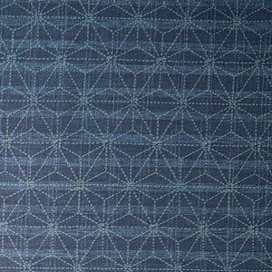 Large Broken Asanoha Indigo - Cotton Print Fabric - $32 Per Metre