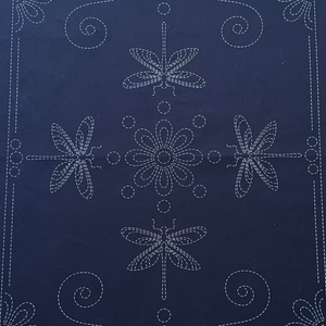 Dragonfly Meeting Pre-Printed Sashiko Panel Indigo