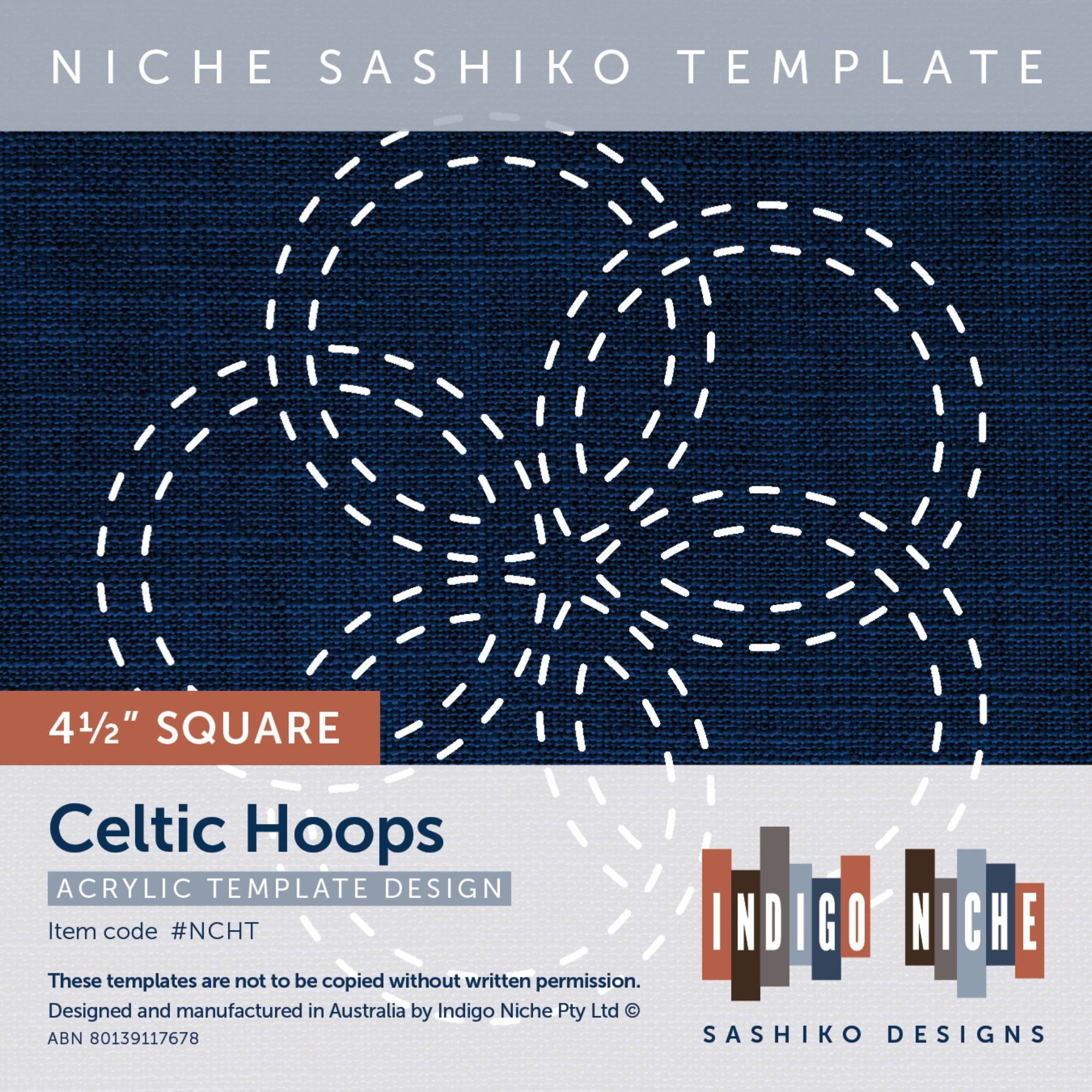 Celtic Hoops Kamon - 4.5" Niche Sashiko Template