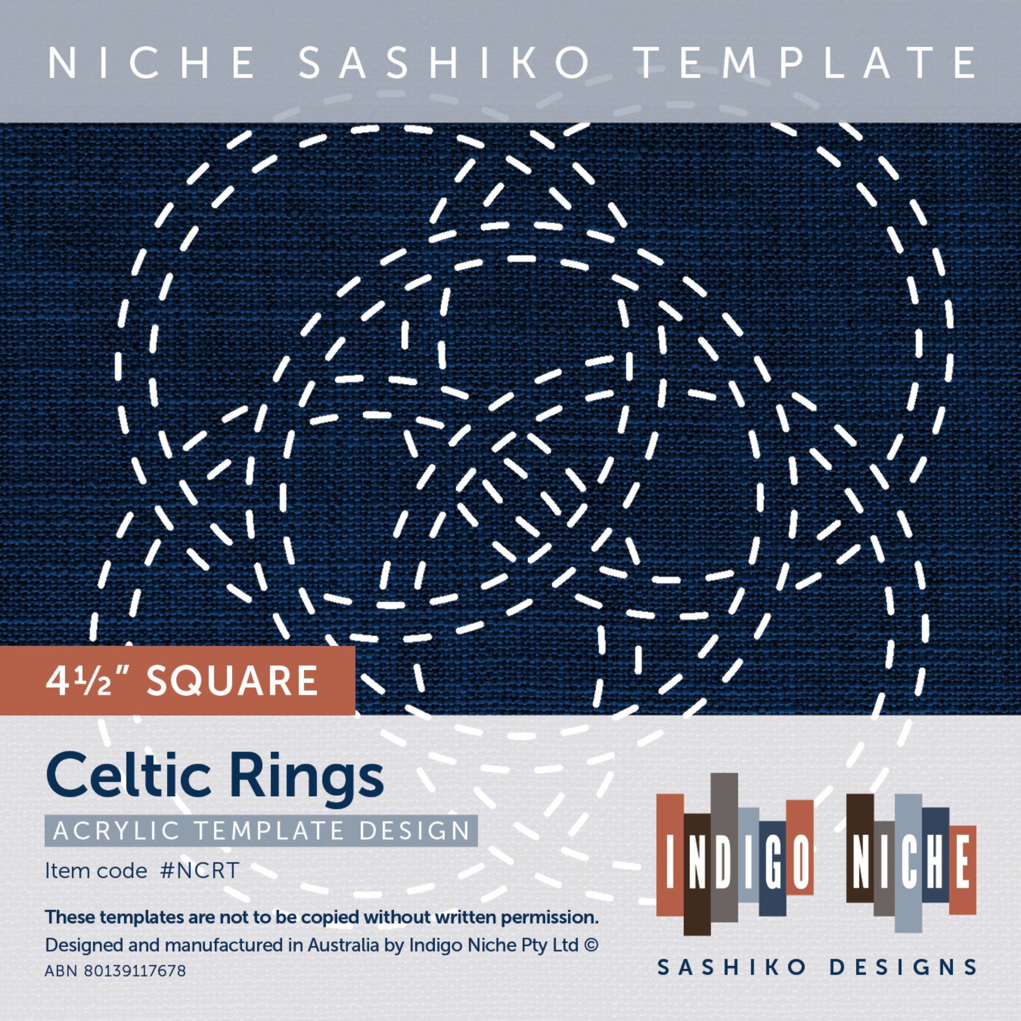 Celtic Rings Kamon - 4.5" Niche Sashiko Template