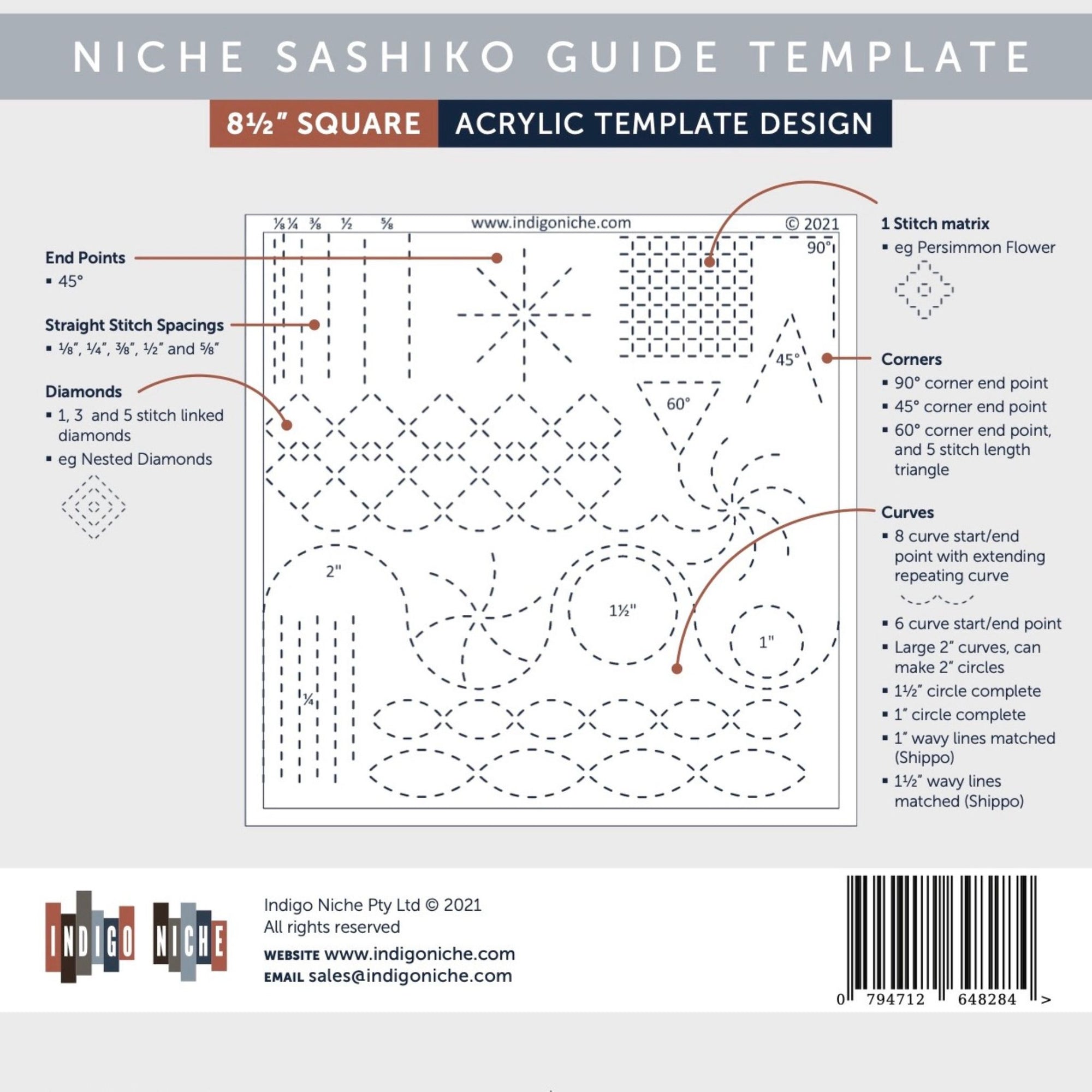 Guide & Rules for Sashiko Stitching - 8.5" Niche Sashiko Template