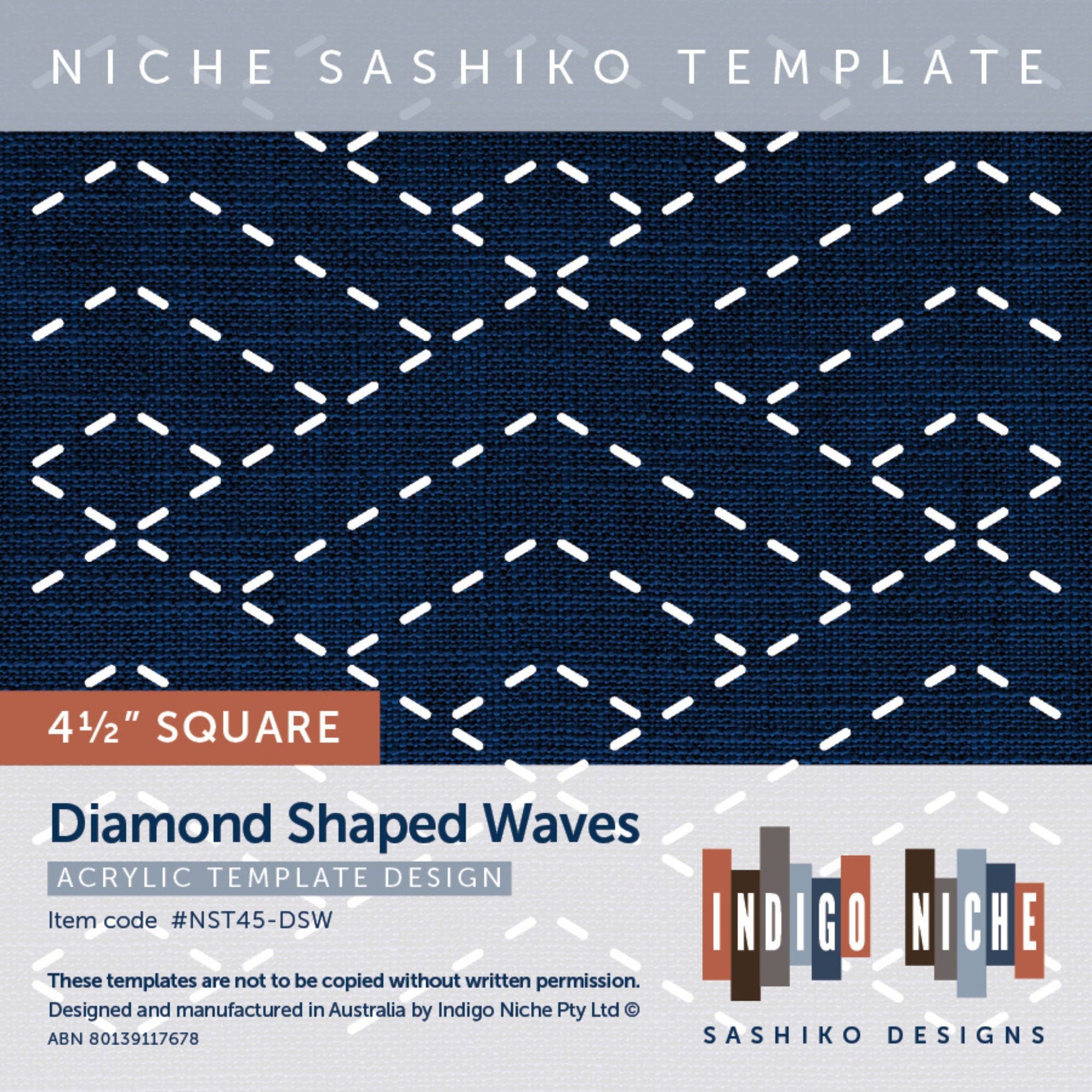 Diamond Shaped Waves - 4.5" Niche Sashiko Template