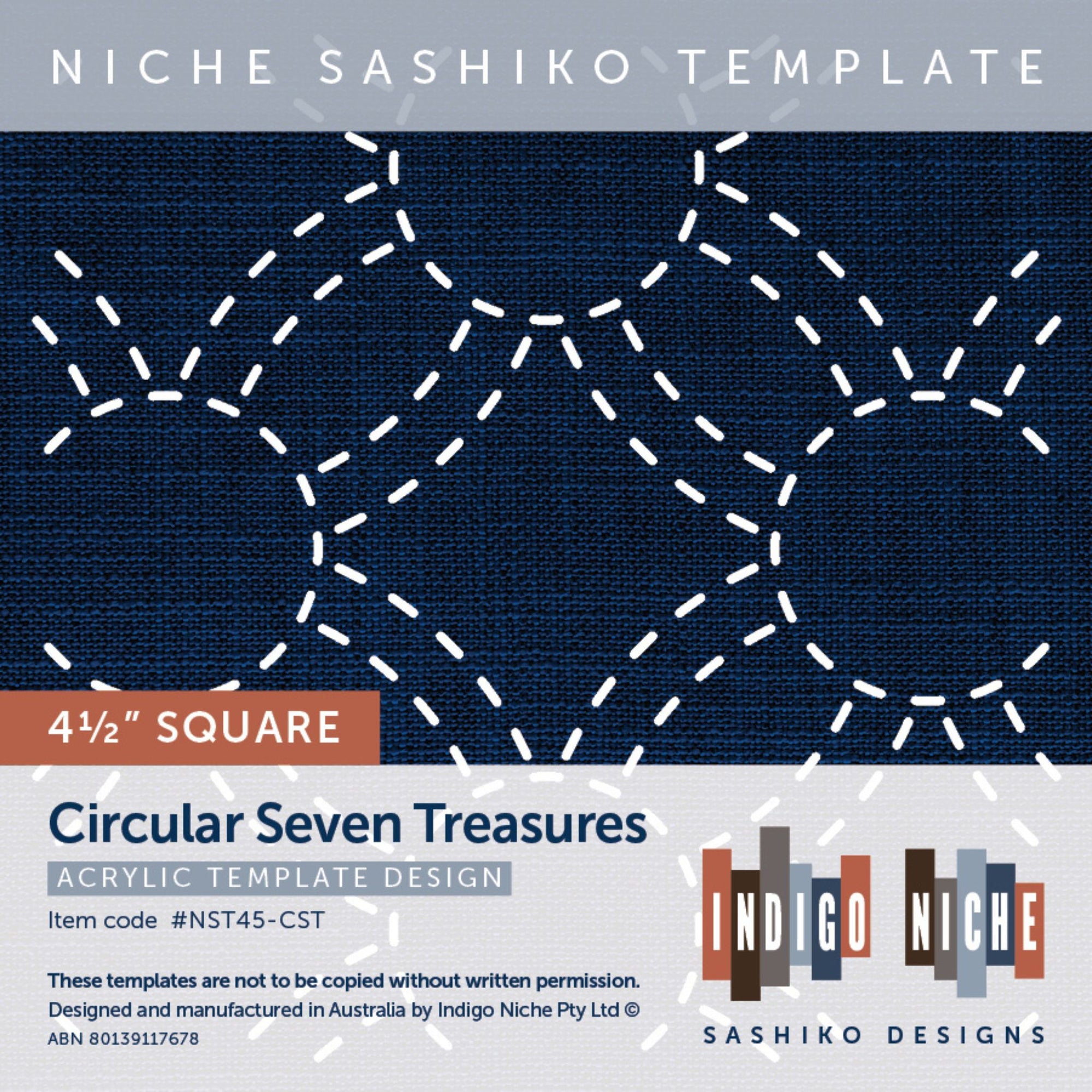 Circular Seven Treasures - 4.5" Niche Sashiko Template