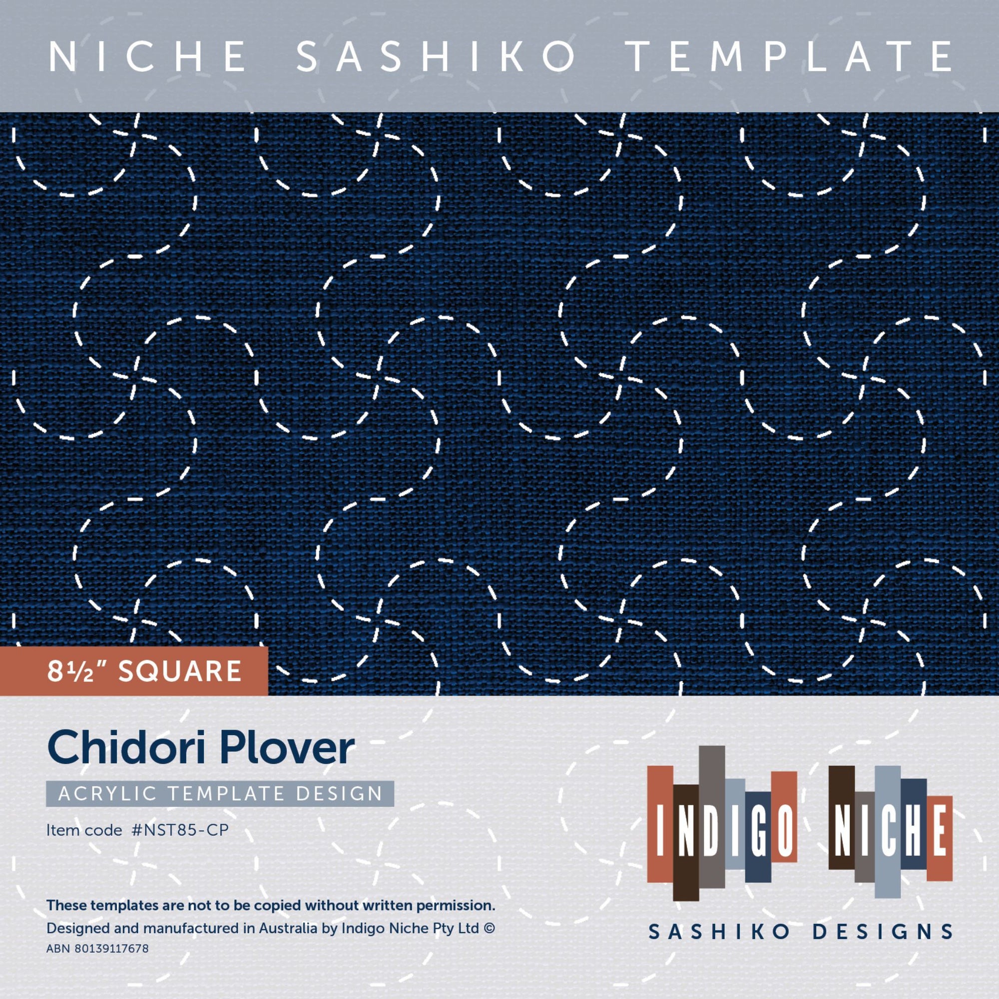 Chidori Plover - 8.5" Niche Sashiko Template