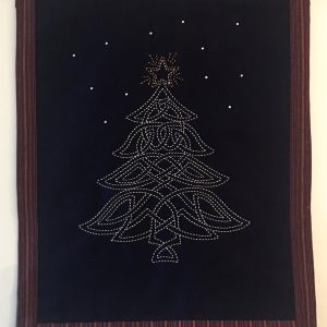 Celtic Christmas Tree Sashiko Panel, Pre-Stencilled Panels