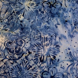 blue floral tone on tone batik fabric