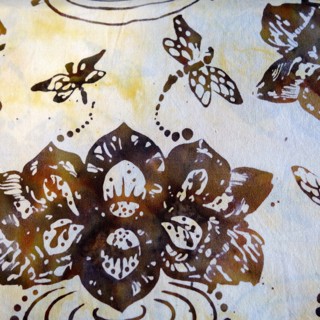 cream floral batik cotton fabric