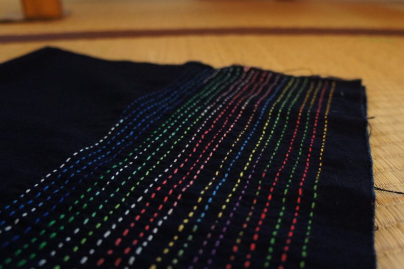 sashiko stitching with variegated thread