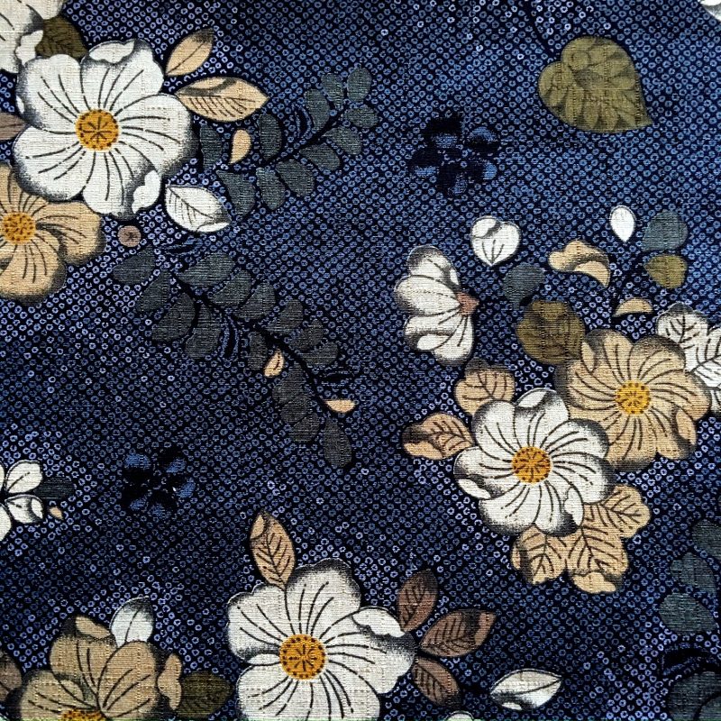 floral dobby weave fabric blue