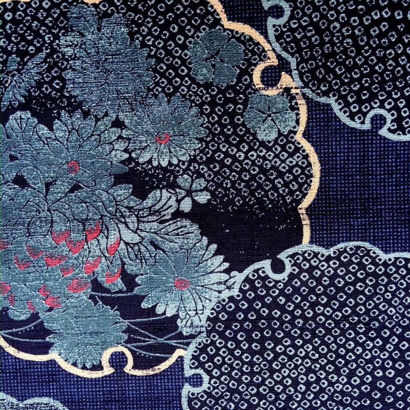 blue floral dobby weave fabric