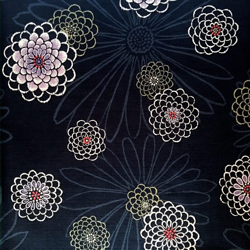 black chrysanthemum dobby weave fabric