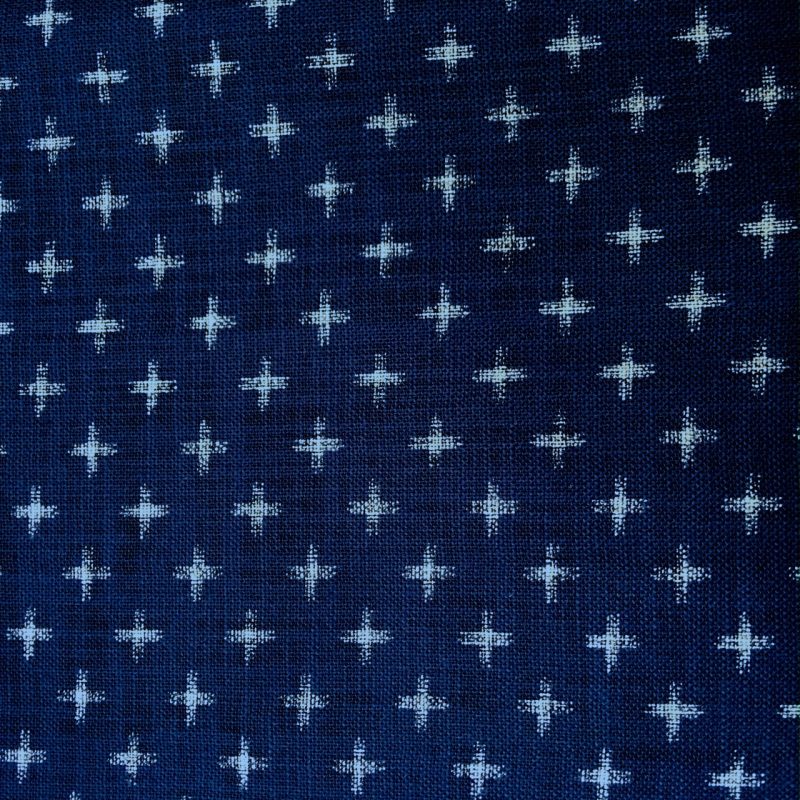 japanese indigo fabric with printed crosses