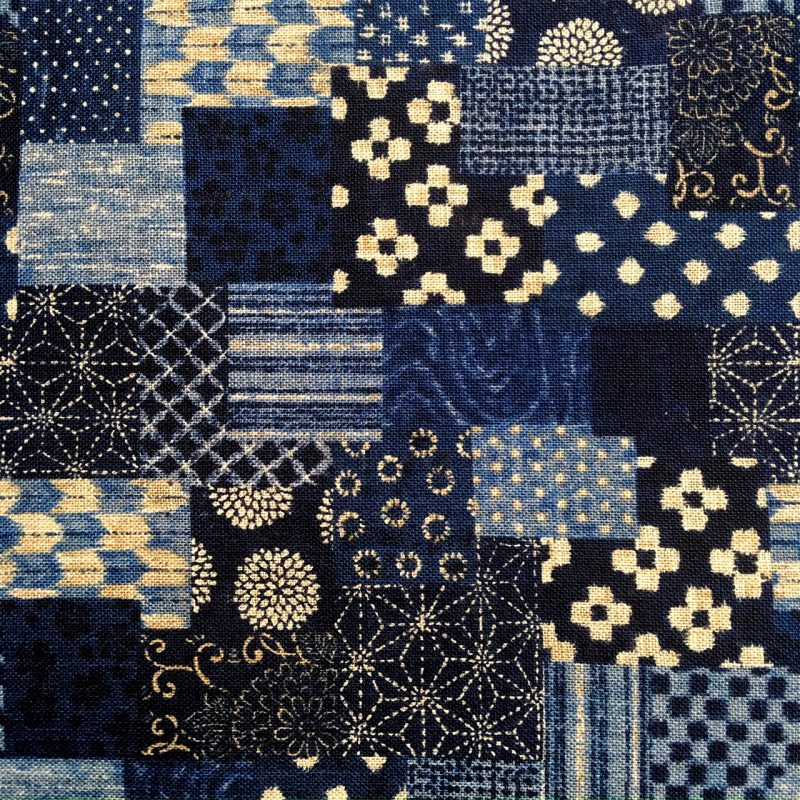 indigo patchwork japanese poplin fabric