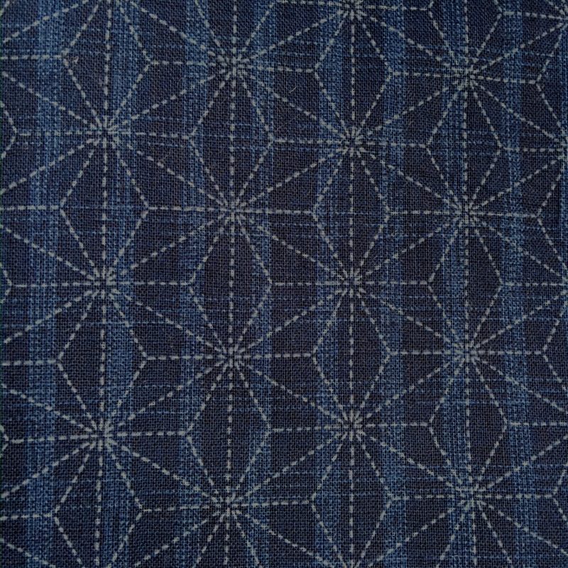 mid blue asanoha japanese fabric