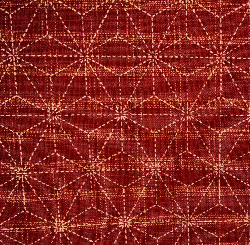 cherry red asanoha japanese fabric