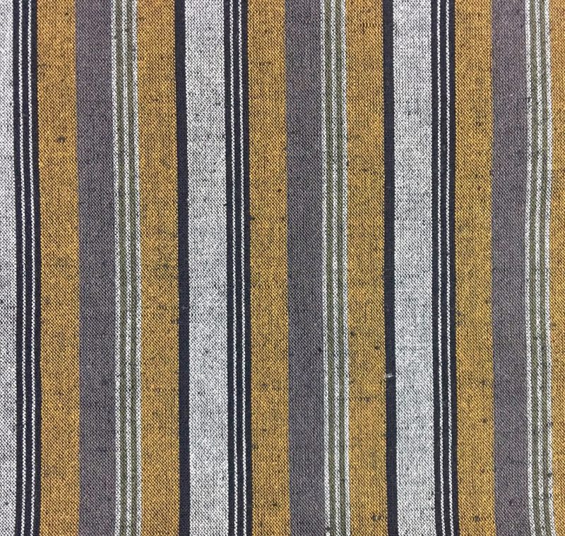 mustard grey striped woven cotton fabric