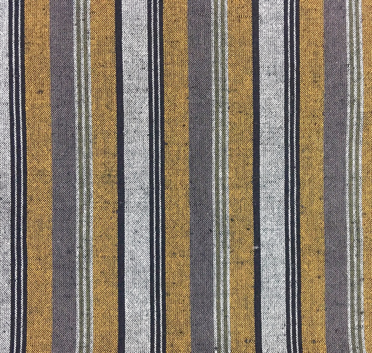 mustard grey striped woven cotton fabric