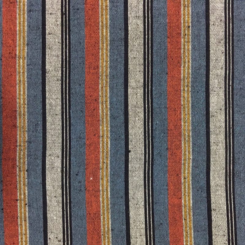terracotta grey striped cotton japanese fabric