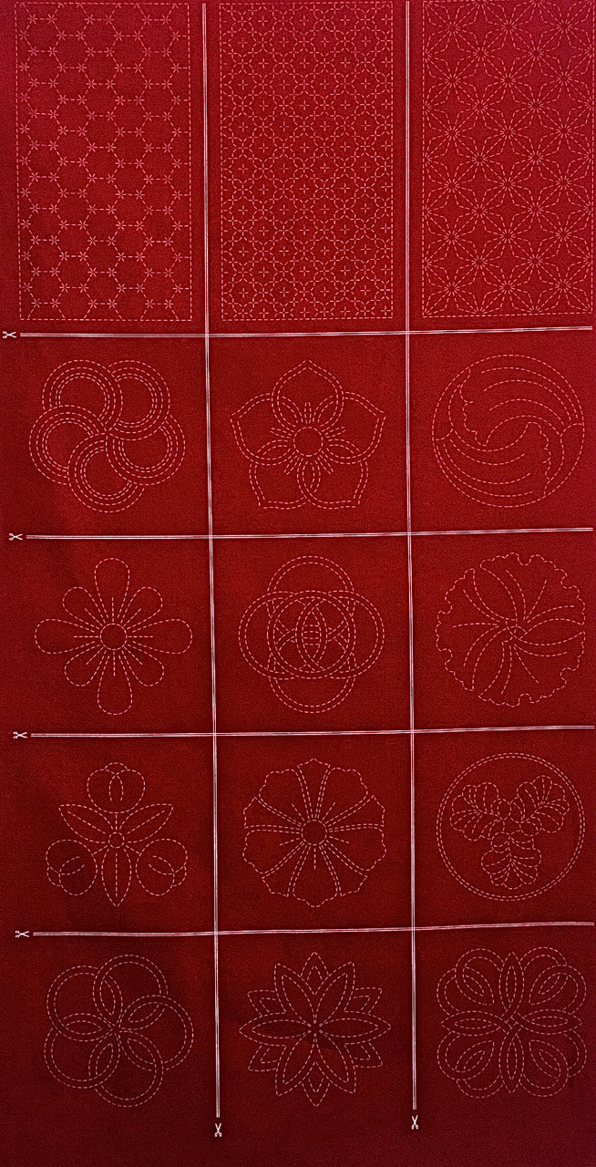 sashiko treasures panel 1 red