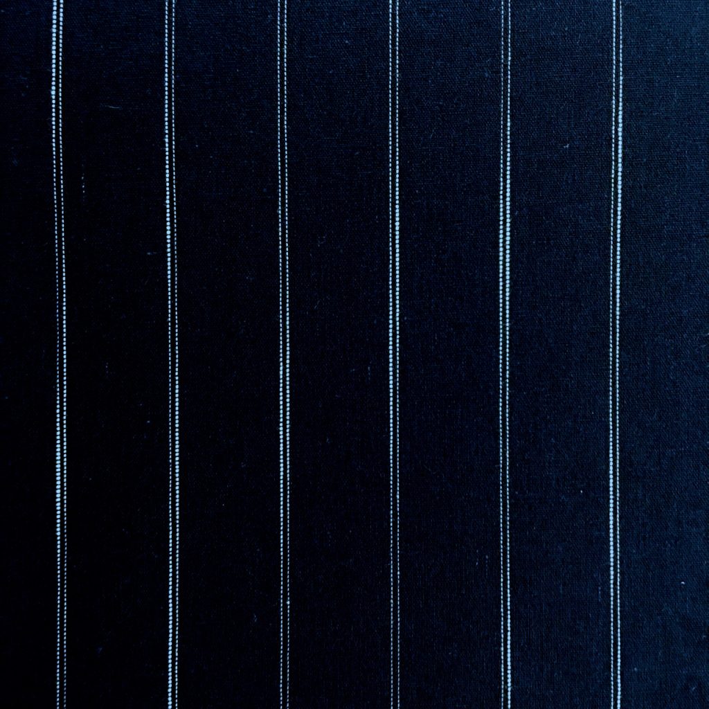 Linen Fabric, Mid-Weight Dapper Baby Blue Pinstripe on Black Linen