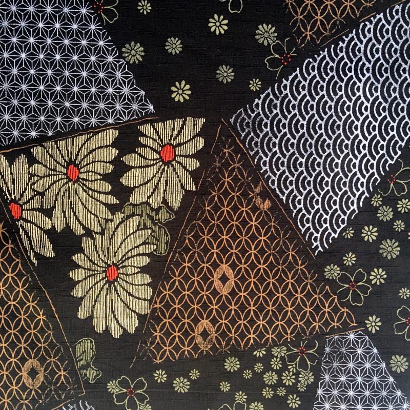 floral dobby weave fabric black