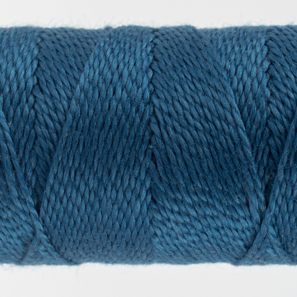 closeup of steel blue perle cotton thread
