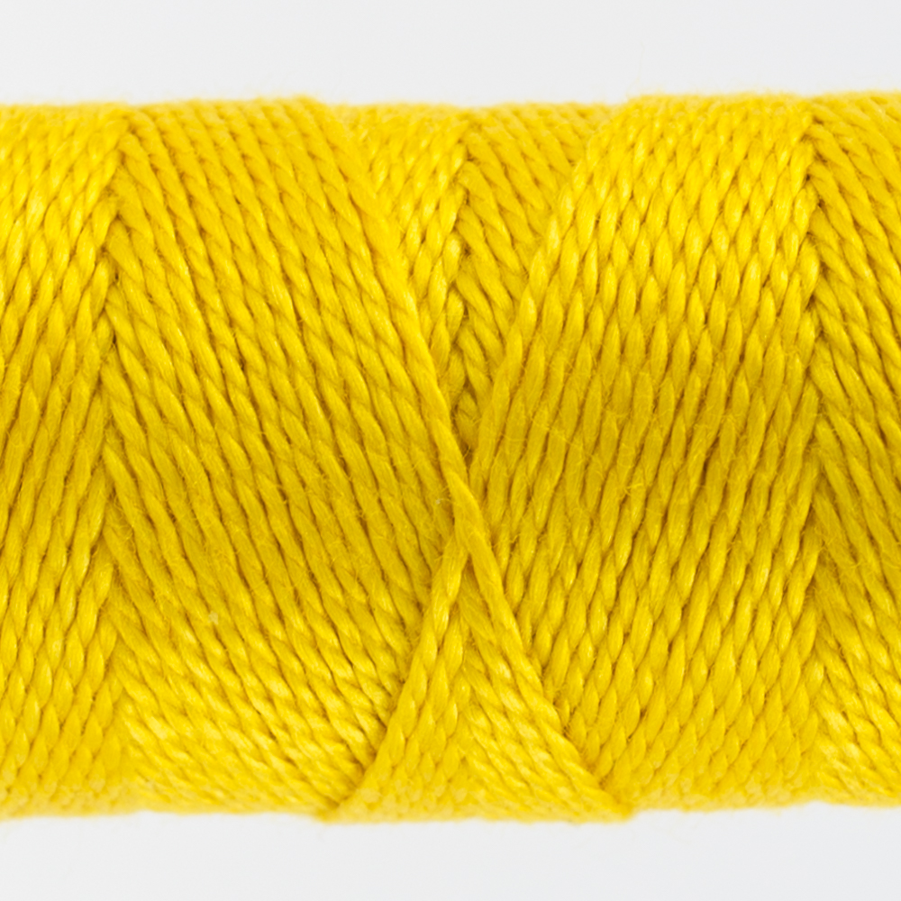 closeup of lemon yellow perle cotton thread