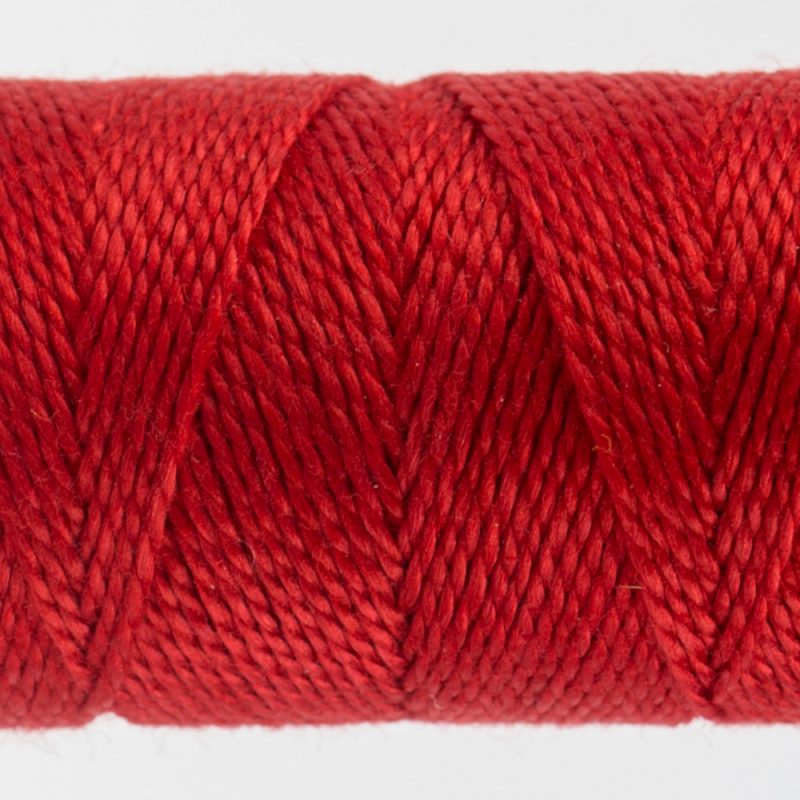 closeup of rose red perle cotton thread