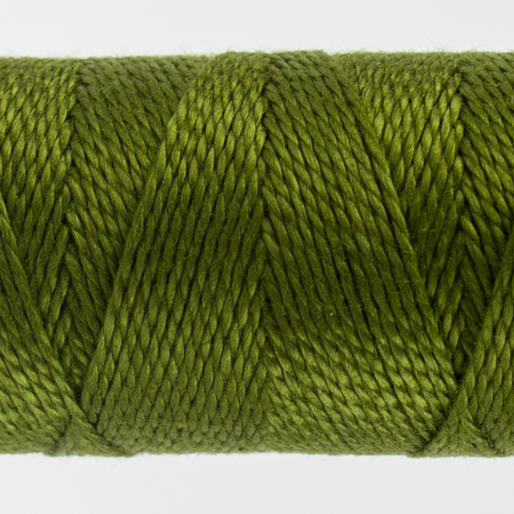 closeup of lizard green perle cotton thread