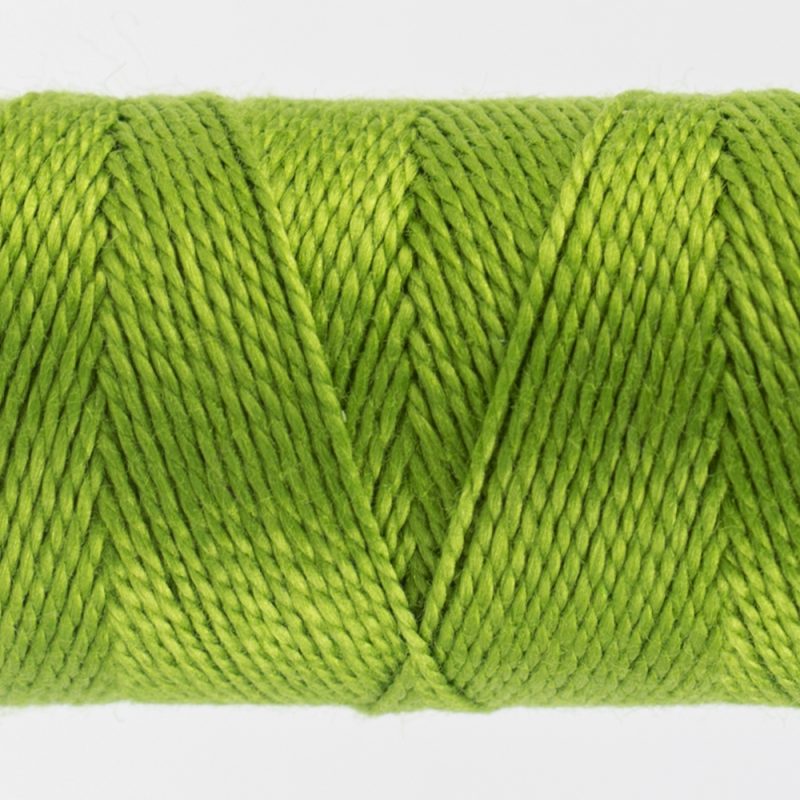closeup of frog green perle cotton thread