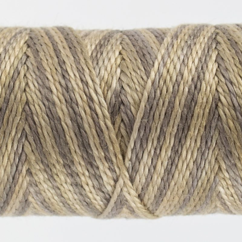 closeup of variegated perle cotton thread sand colours