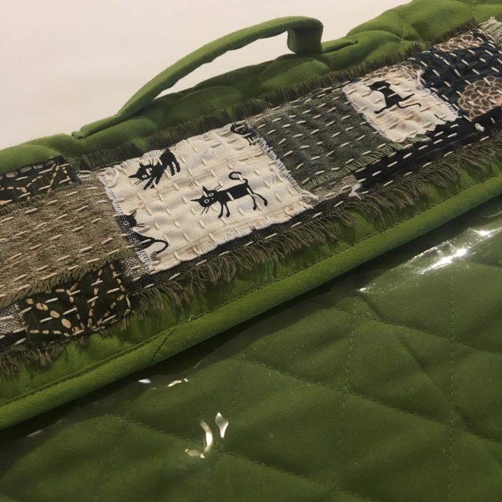 green craft folder with boro decoration