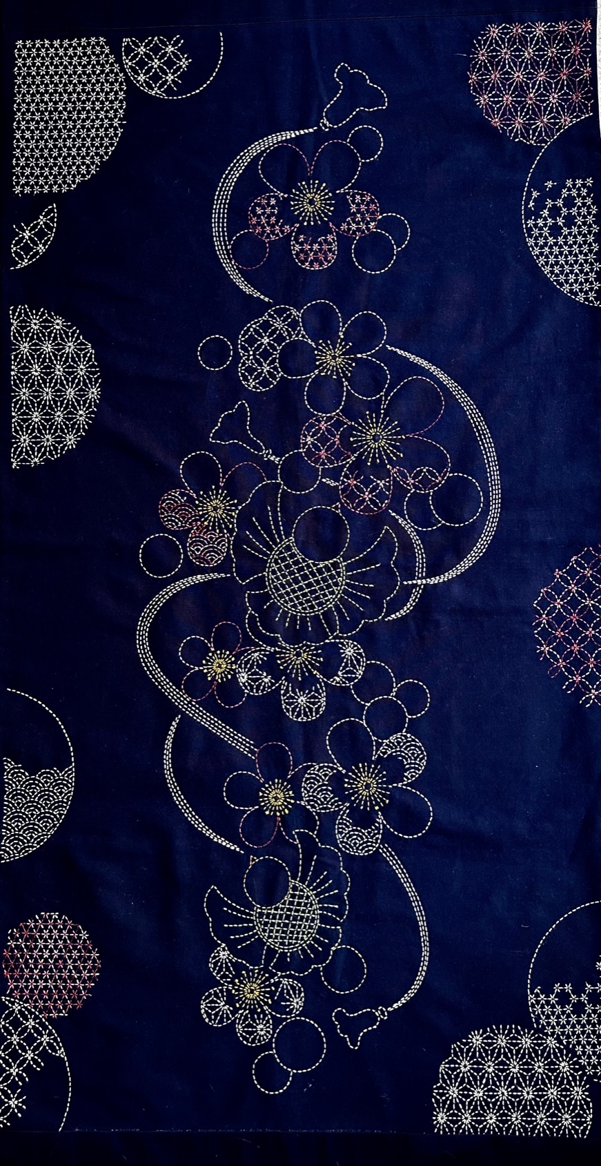 EE Schenck Cotton Sashiko Embroidery Stitching Fabric - Indigo